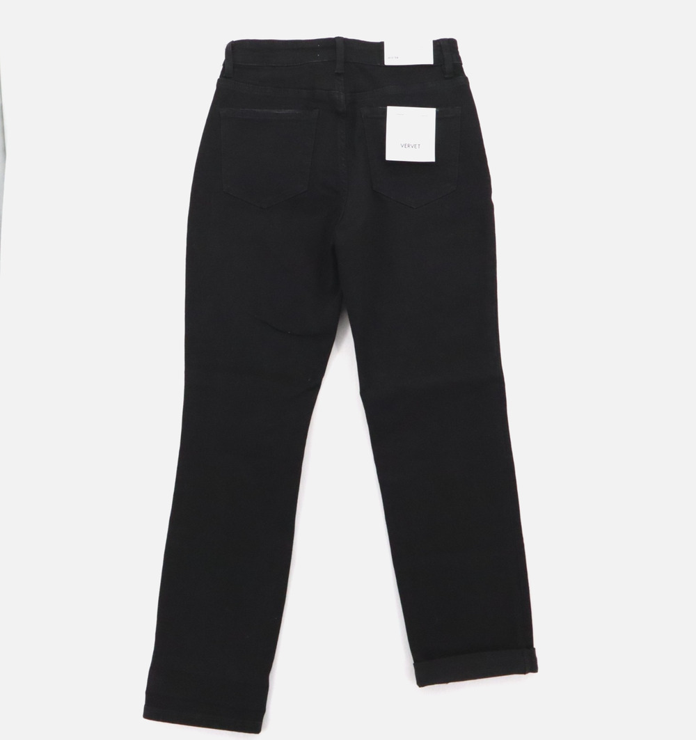 New VERVET BLUE Size 26 Skeeter Stretch Boyfriend Jeans Black Distressed Womens